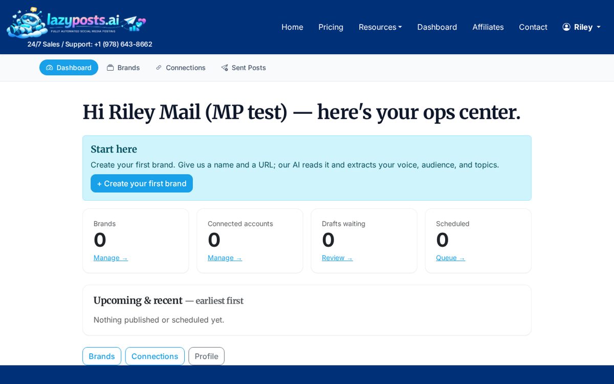 LazyPosts dashboard