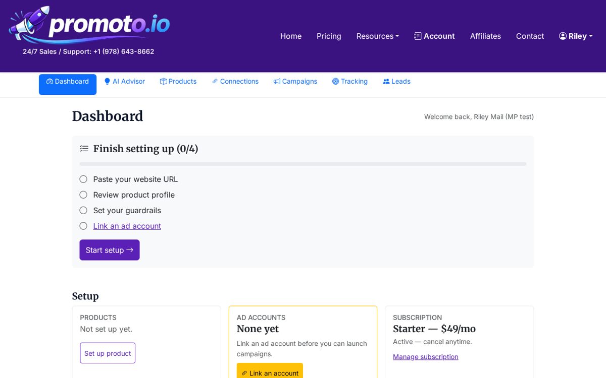 Promoto dashboard