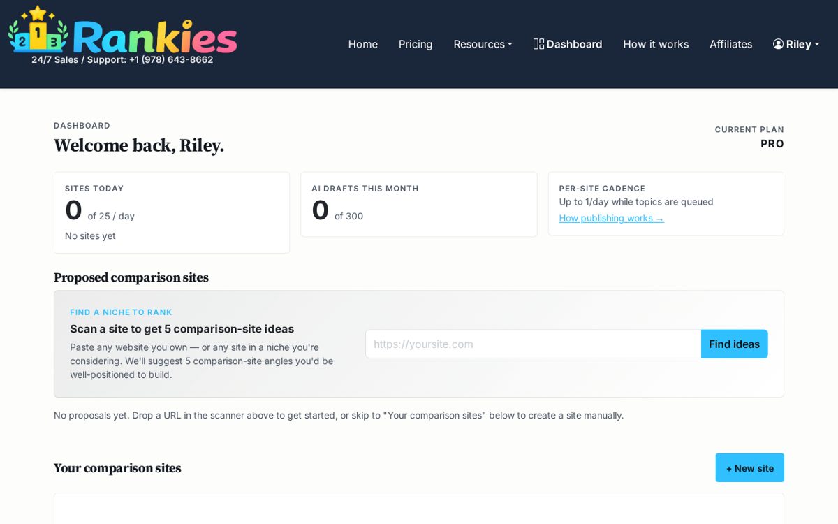 Rankies dashboard