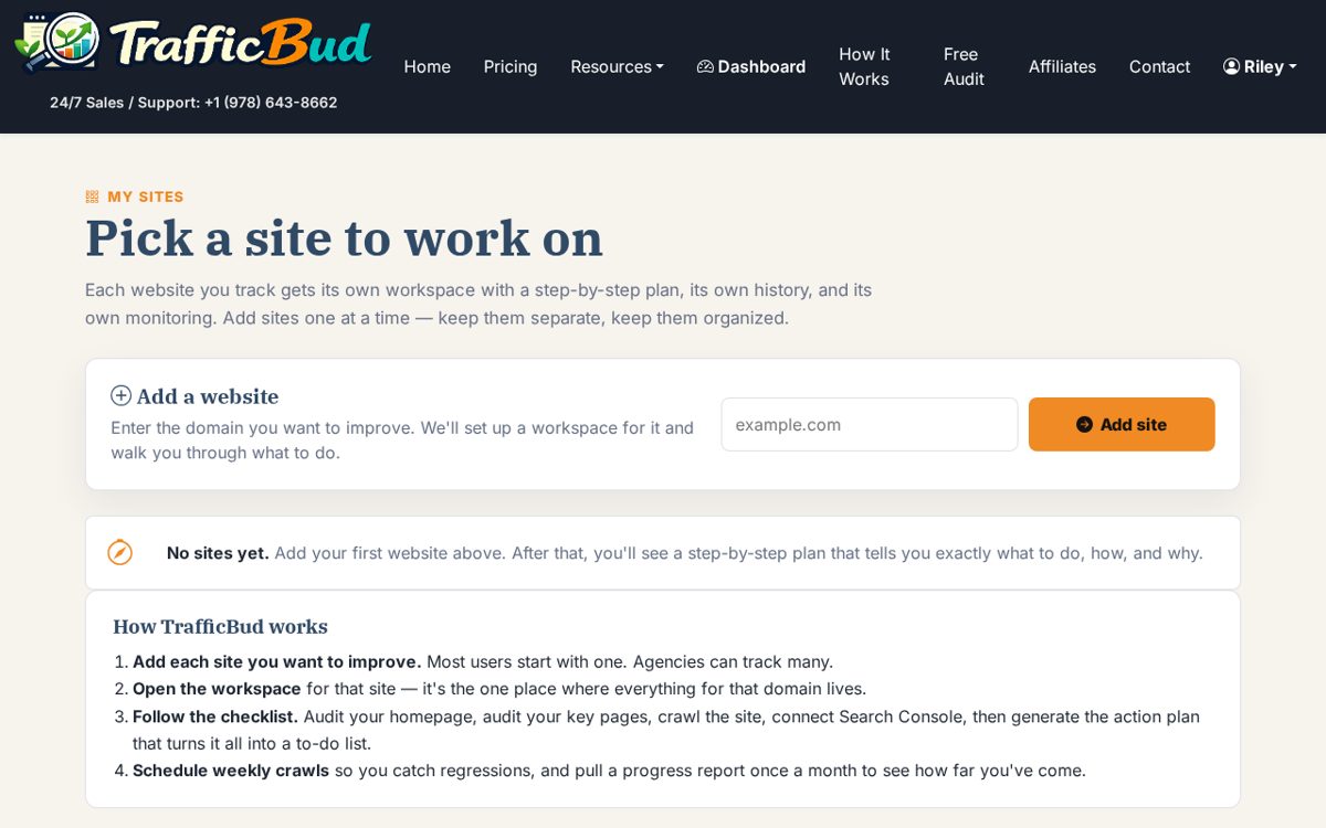 TrafficBud dashboard